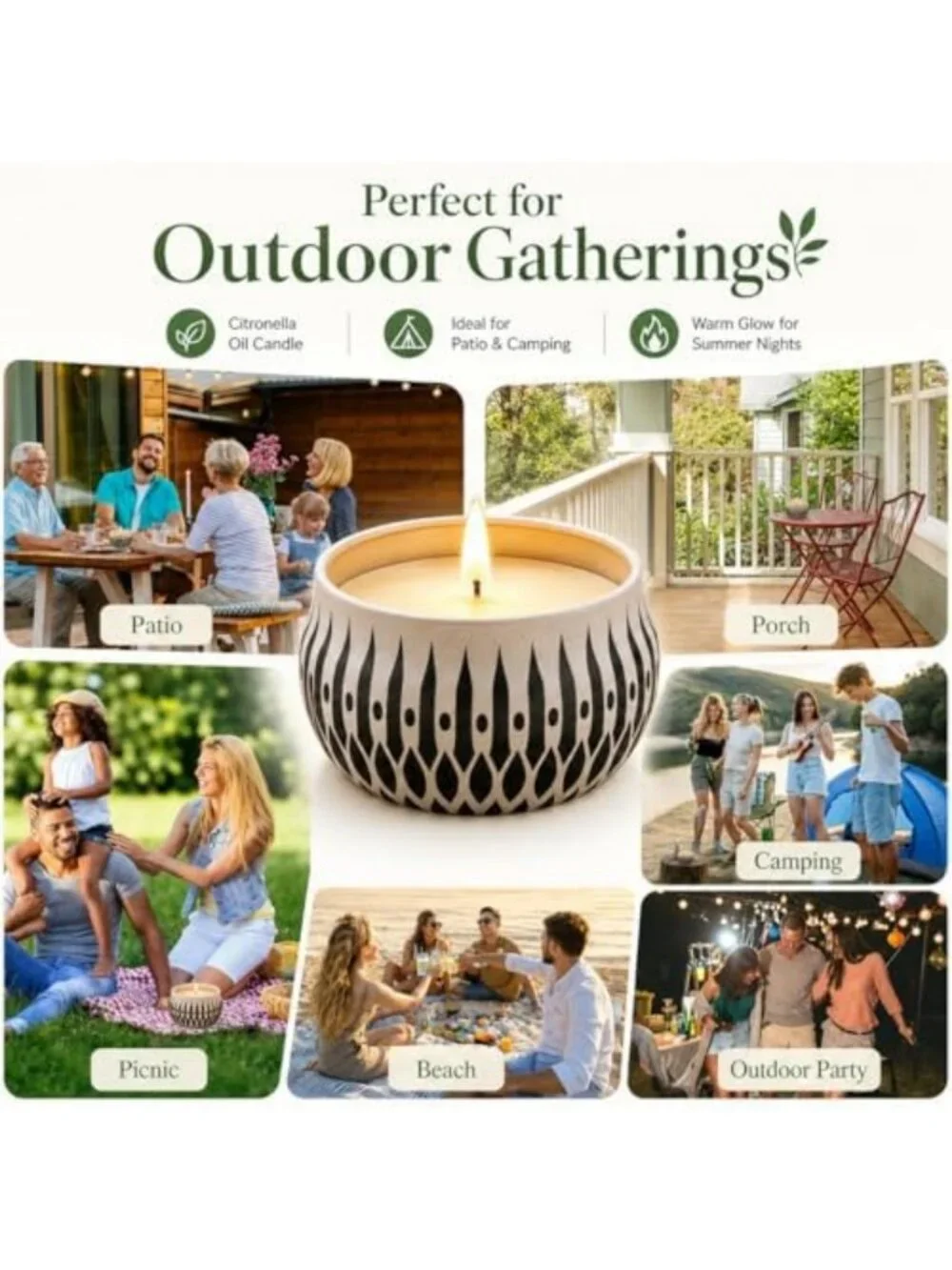 24 Pack Citronella Candles - Soy Wax Tins for Outdoor, Patio, BBQ & Camping